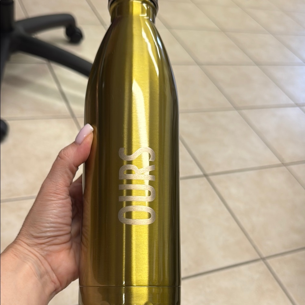 S'well Metallic Gold Water Bottle with 'OURS' Design